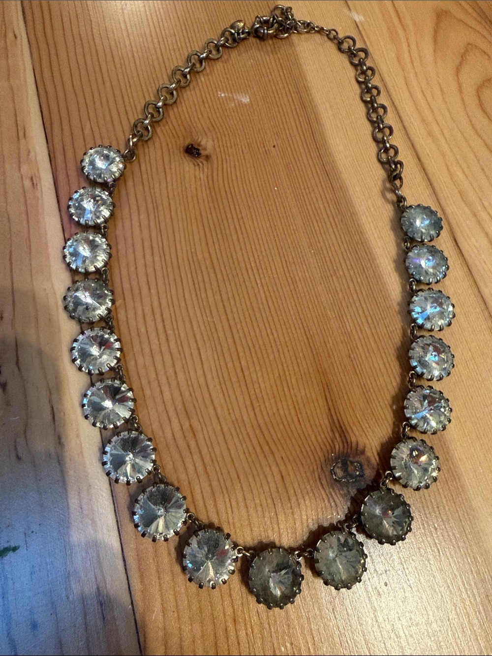 Jcrew- Crystal Statement Necklace - Clear Crystal and Antique Gold